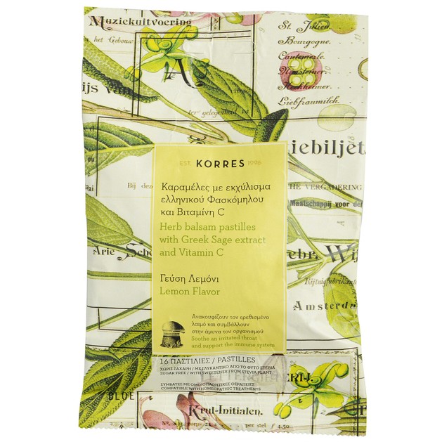 Korres Pastilles με Εκχύλισμα Ελληνικού Φασκόμηλου & Βιταμίνης C, 16 παστίλιες Korres Pastilles με Εκχύλισμα Ελληνικού Φασκόμηλου & Βιταμίνης C, 16 παστίλιες