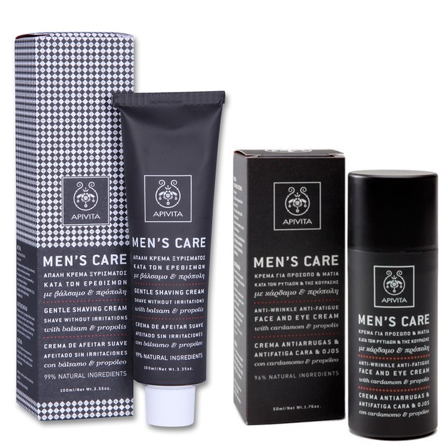Apivita MENS CARE Απαλή Κρέμα Ξυρίσματος100ml + Apivita MENS CARE Κρέμα Για Πρόσωπο & Μάτια Κατά Των Ρυτίδων & Της Κούρασης 50ml Apivita MENS CARE Απαλή Κρέμα Ξυρίσματος100ml + Apivita MENS CARE Κρέμα Για Πρόσωπο & Μάτια Κατά Των Ρυτίδων & Της Κούρασης 50ml