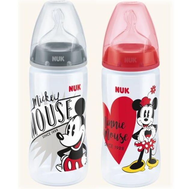 Nuk First Choice Plus Mickey Πλαστικό Μπιμπερό με Θηλή Σιλικόνης Μεγέθους 2 (6-18Μηνών) Medium 300ml Nuk First Choice Plus Mickey Πλαστικό Μπιμπερό με Θηλή Σιλικόνης Μεγέθους 2 (6-18Μηνών) Medium 300ml