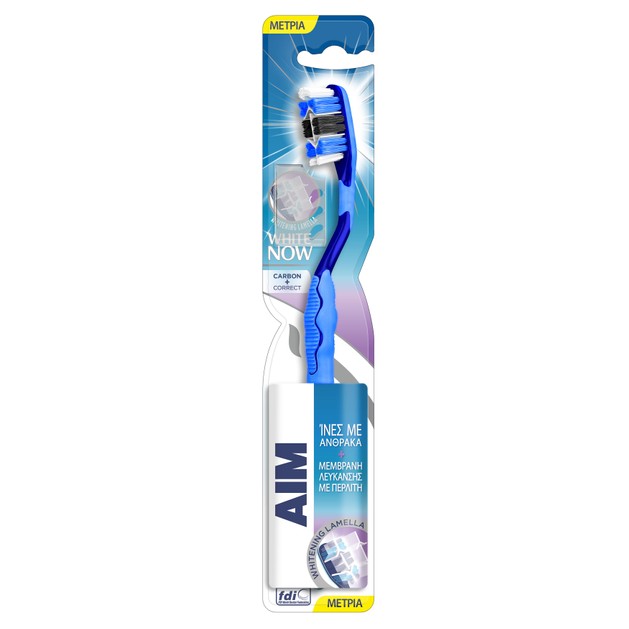 Aim White Now Carbon & Correct Medium Οδοντόβουρτσα Μέτρια με Ίνες από Άνθρακα & Μεμβράνη Λεύκανσης, σε Διάφορα Χρώματα 1Τεμάχιο Aim White Now Carbon & Correct Medium Οδοντόβουρτσα Μέτρια με Ίνες από Άνθρακα & Μεμβράνη Λεύκανσης, σε Διάφορα Χρώματα 1Τεμάχιο