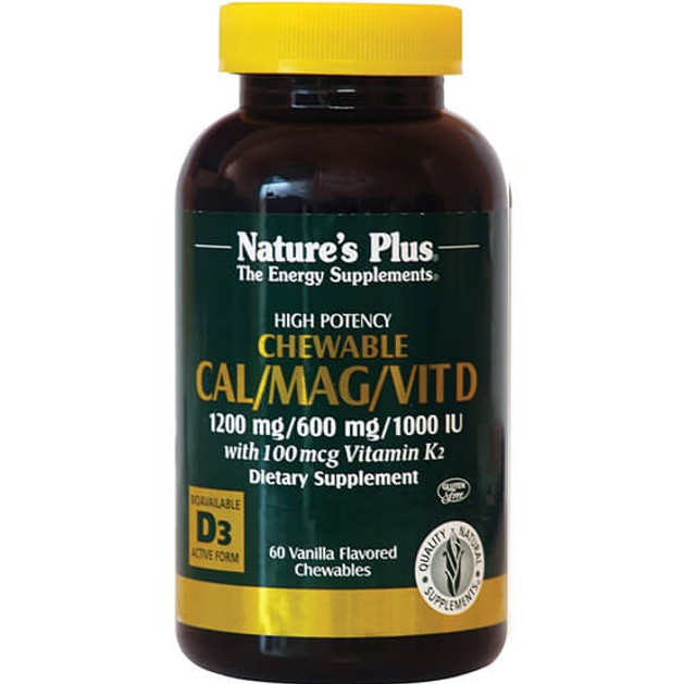 Nature\'s Plus Cal/Mag/ W/Vit D & K2 Συμπλήρωμα Διατροφής για την Αντιμετώπιση της Οστεοπόρωσης με Γεύση Βανίλια 60 Chewables Nature\'s Plus Cal/Mag/ W/Vit D & K2 Συμπλήρωμα Διατροφής για την Αντιμετώπιση της Οστεοπόρωσης με Γεύση Βανίλια 60 Chewables