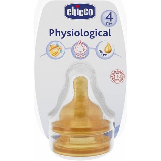 Chicco Physiological Θηλή Καουτσούκ Γρήγορης Ροής 4m+ 2τμχ Chicco Physiological Θηλή Καουτσούκ Γρήγορης Ροής 4m+ 2τμχ