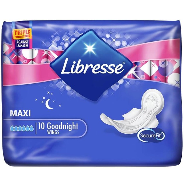 Libresse Maxi Goodnight Σερβιέτες Νύχτας με Φτερά 10 Τεμάχια Libresse Maxi Goodnight Σερβιέτες Νύχτας με Φτερά 10 Τεμάχια