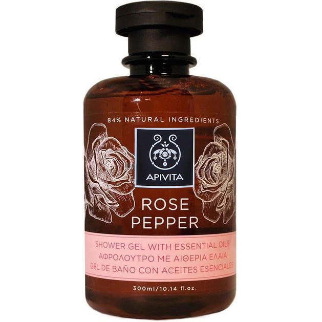 Apivita Rose Pepper Shower Gel With Essential Oils 300ml Apivita Rose Pepper Shower Gel With Essential Oils 300ml