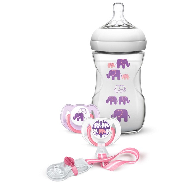 Avent Σετ Δώρου: 1 Natural Μπιμπερό 260ml, 2 Πιπίλες 6-18m , 1 Κλιπ Πιπίλας - Σχέδιο ροζ/μωβ SCD628/01 Avent Σετ Δώρου: 1 Natural Μπιμπερό 260ml, 2 Πιπίλες 6-18m , 1 Κλιπ Πιπίλας - Σχέδιο ροζ/μωβ SCD628/01