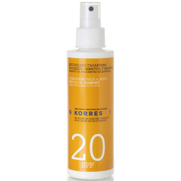 Korres Sunscreen Face & Body Emulsion Yogurt Spray με Spf20 150ml Korres Sunscreen Face & Body Emulsion Yogurt Spray με Spf20 150ml