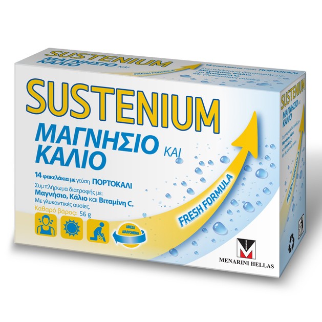 Menarini Sustenium Συμπλήρωμα Διατροφής με Μαγνήσιο, Κάλιο & Βιταμίνη C με Γεύση Πορτοκάλι 14Sachets Menarini Sustenium Συμπλήρωμα Διατροφής με Μαγνήσιο, Κάλιο & Βιταμίνη C με Γεύση Πορτοκάλι 14Sachets