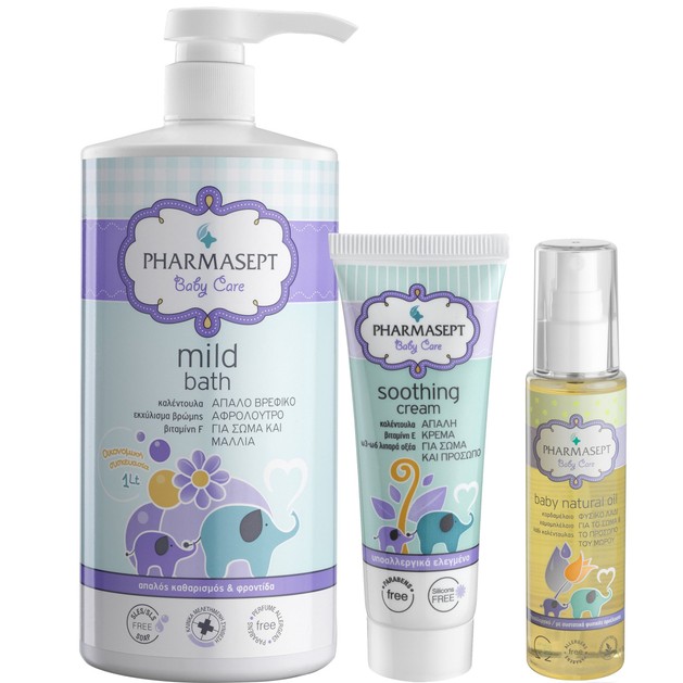 Pharmasept Πακέτο Προσφοράς Baby Care Mild Bath 1Lt & Tol Velvet Baby Soothing Cream 150ml & Baby Natural Oil 100ml Pharmasept Πακέτο Προσφοράς Baby Care Mild Bath 1Lt & Tol Velvet Baby Soothing Cream 150ml & Baby Natural Oil 100ml