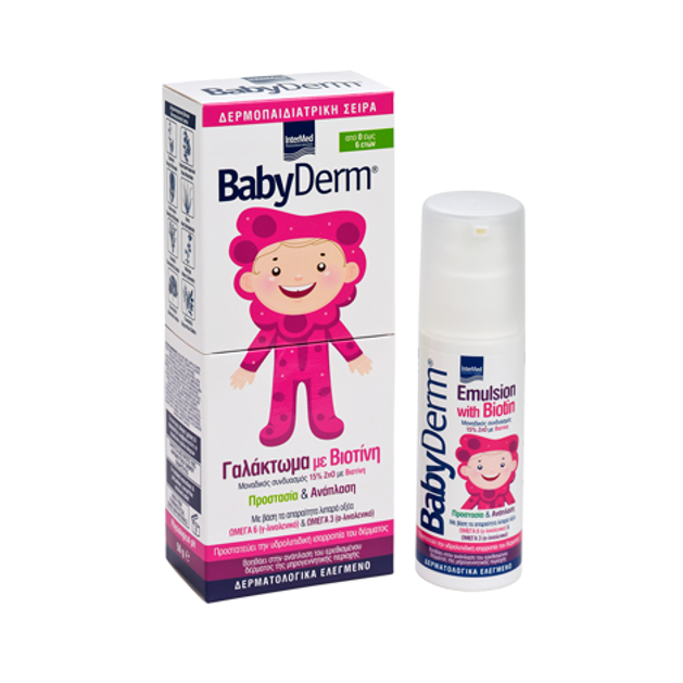 Babyderm Emulsion with biotin Αναπλαστική & προστατευτική κρέμα με βιοτίνη 50g Babyderm Emulsion with biotin Αναπλαστική & προστατευτική κρέμα με βιοτίνη 50g
