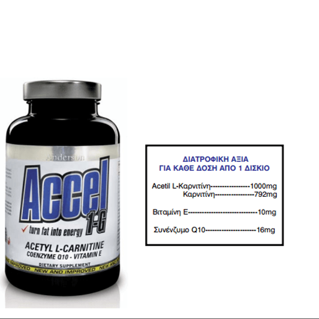 Anderson ACCEL 1-G Acetyl Carnitine +Q10 100tabs Anderson ACCEL 1-G Acetyl Carnitine +Q10 100tabs