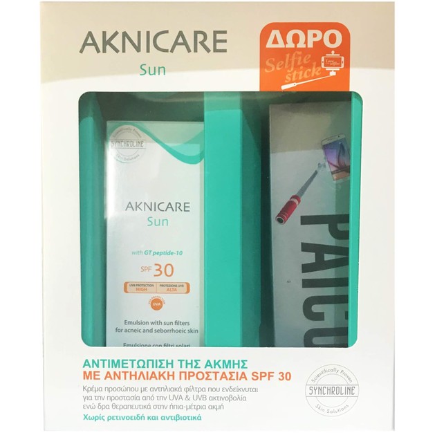 Synchroline Πακέτο Προσφοράς Aknicare Sun Αντηλιακή Κρέμα Προσώπου για Ακνεικά Δέρματα Spf30, 50ml & Δώρο Selfie Stick Synchroline Πακέτο Προσφοράς Aknicare Sun Αντηλιακή Κρέμα Προσώπου για Ακνεικά Δέρματα Spf30, 50ml & Δώρο Selfie Stick