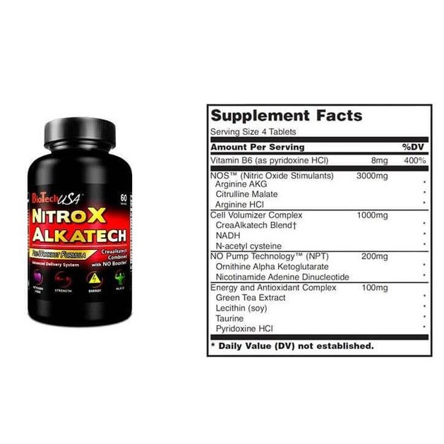 Biotech Usa Nitrox Alkatech Ενέργεια, Ισχύ Και Αύξηση Του Μυϊκού Όγκου 60tabs Biotech Usa Nitrox Alkatech Ενέργεια, Ισχύ Και Αύξηση Του Μυϊκού Όγκου 60tabs