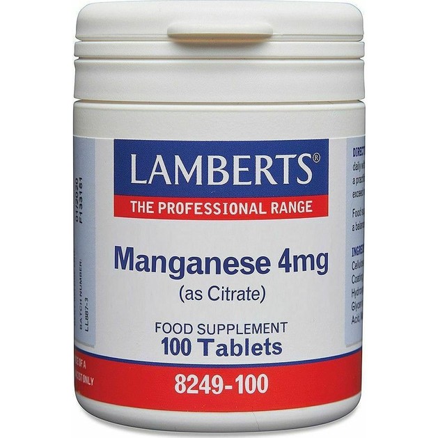 Lamberts Manganese(as citrate) 4mg 100tabs Lamberts Manganese(as citrate) 4mg 100tabs