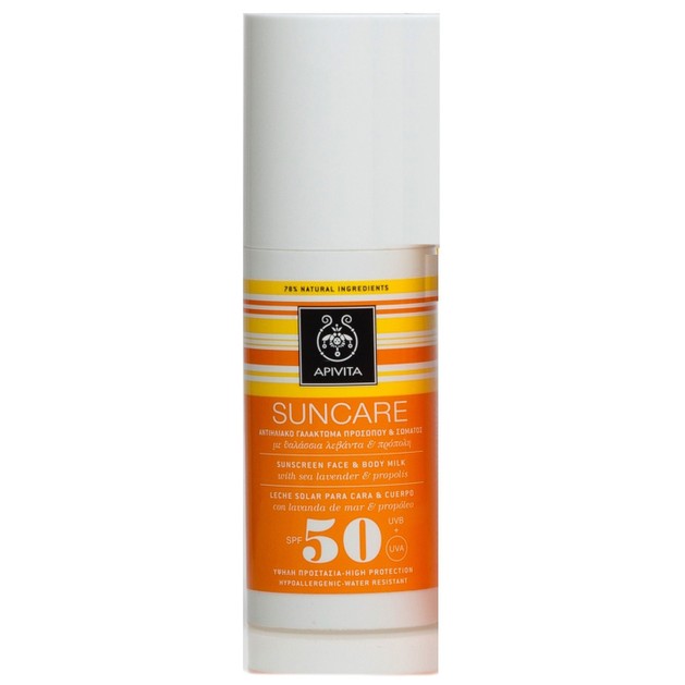 Apivita Suncare Sunscreen Face & Body Milk Spf50 With Sea Lavender & Propolis 100ml Apivita Suncare Sunscreen Face & Body Milk Spf50 With Sea Lavender & Propolis 100ml