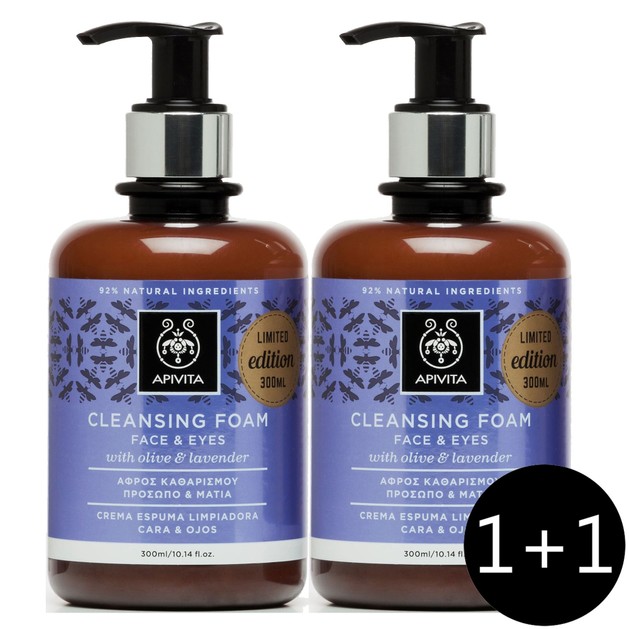 Apivita Πακέτο Προσφοράς Cleansing Foam Face & Eyes With Olive & Lavender Κρεμώδης Αφρός Καθαρισμού 2x300ml 1+1 Δώρο Apivita Πακέτο Προσφοράς Cleansing Foam Face & Eyes With Olive & Lavender Κρεμώδης Αφρός Καθαρισμού 2x300ml 1+1 Δώρο