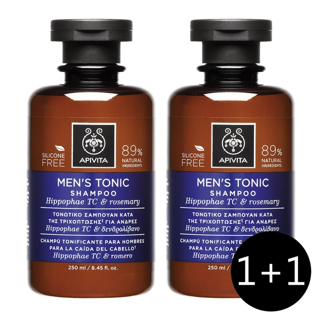 Apivita Πακέτο Προσφοράς Men\'s Tonic Shampoo With Hippophae TC & Rosemary Τονωτικό Σαμπουάν για Άνδρες 2x250ml 1+1 Δώρο Apivita Πακέτο Προσφοράς Men\'s Tonic Shampoo With Hippophae TC & Rosemary Τονωτικό Σαμπουάν για Άνδρες 2x250ml 1+1 Δώρο