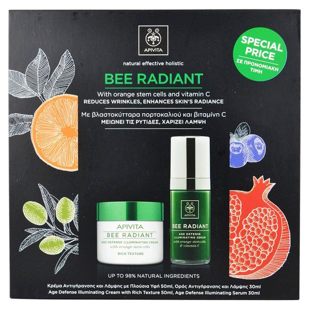 Apivita Πακέτο Προσφοράς Bee Radiant Κρέμα Αντιγήρανσης & Λάμψης Πλούσιας Υφής 50ml & Ορός Αντιγήρανσης & Λάμψης 30ml Apivita Πακέτο Προσφοράς Bee Radiant Κρέμα Αντιγήρανσης & Λάμψης Πλούσιας Υφής 50ml & Ορός Αντιγήρανσης & Λάμψης 30ml