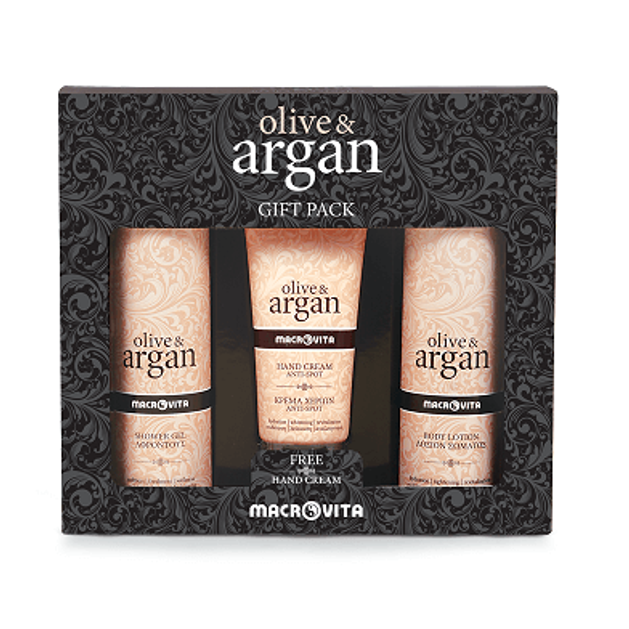 Macrovita Gift Pack Olive & Argan Shower Gel 200ml & Hand Cream Anti-Spot 100ml & Body Lotion 200ml Macrovita Gift Pack Olive & Argan Shower Gel 200ml & Hand Cream Anti-Spot 100ml & Body Lotion 200ml
