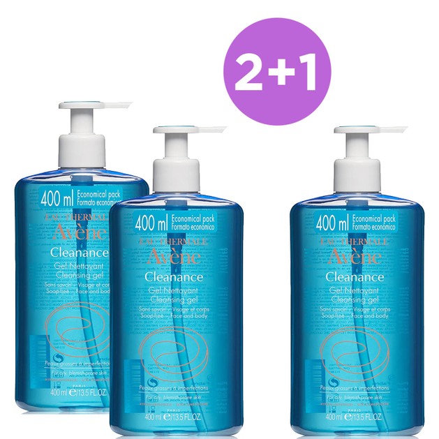 Avene Πακέτο Προσφοράς Cleanance Gel Nettoyant Gel Καθαρισμού Προσώπου-Σώματος, Λιπαρές Επιδερμίδες με Τάση Ακμής 400ml 2+1 Δώρο Avene Πακέτο Προσφοράς Cleanance Gel Nettoyant Gel Καθαρισμού Προσώπου-Σώματος, Λιπαρές Επιδερμίδες με Τάση Ακμής 400ml 2+1 Δώρο