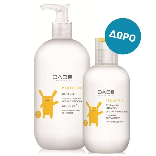 Babe Pediatric Πακέτο Προσφοράς Pediatric Bath Gel Παιδικό Αφρόλουτρο 500ml & Δώρο Pediatric Extra Mild Σαμπουάν 200ml Babe Pediatric Πακέτο Προσφοράς Pediatric Bath Gel Παιδικό Αφρόλουτρο 500ml & Δώρο Pediatric Extra Mild Σαμπουάν 200ml