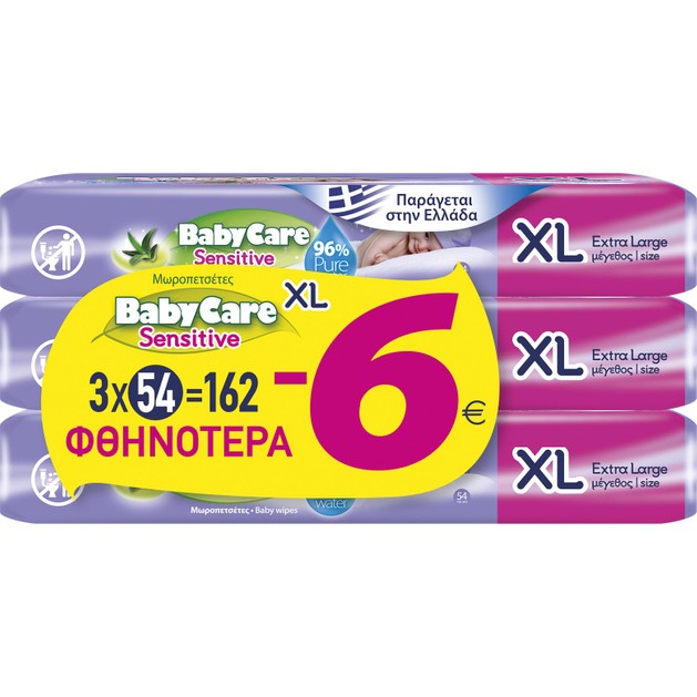 BabyCare Πακέτο Προσφοράς Sensitive Baby Wipes Μωρομάντηλα για το Ευαίσθητο Βρεφικό Δέρμα με Εκχύλισμα Αλόης 162 Wipes BabyCare Πακέτο Προσφοράς Sensitive Baby Wipes Μωρομάντηλα για το Ευαίσθητο Βρεφικό Δέρμα με Εκχύλισμα Αλόης 162 Wipes
