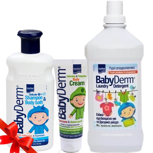 Babyderm Πακέτο Προσφοράς Shampoo & Body Bath 300ml, Hydrating & Protective Cream 125ml, Laundry Detergent 1.5L Promo -42% Babyderm Πακέτο Προσφοράς Shampoo & Body Bath 300ml, Hydrating & Protective Cream 125ml, Laundry Detergent 1.5L Promo -42%