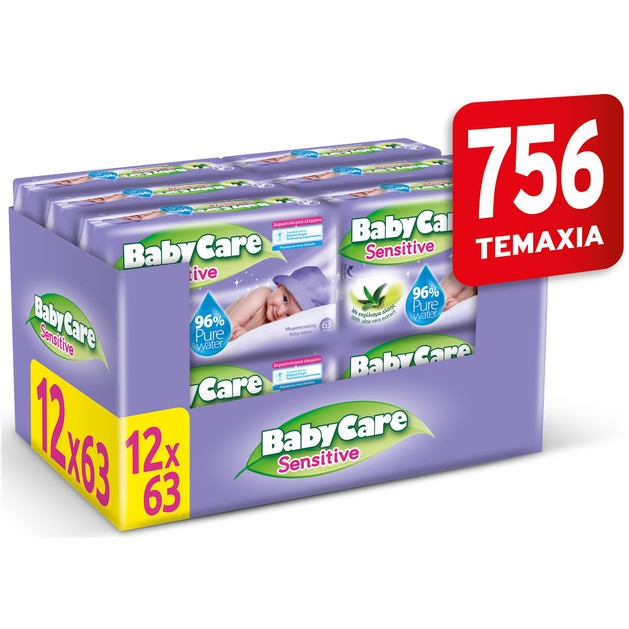 BabyCare Πακέτο Προσφοράς Sensitive Baby Wipes Μωρομάντηλα για το Ευαίσθητο Βρεφικό Δέρμα με Εκχύλισμα Αλόης 12x63 Wipes BabyCare Πακέτο Προσφοράς Sensitive Baby Wipes Μωρομάντηλα για το Ευαίσθητο Βρεφικό Δέρμα με Εκχύλισμα Αλόης 12x63 Wipes