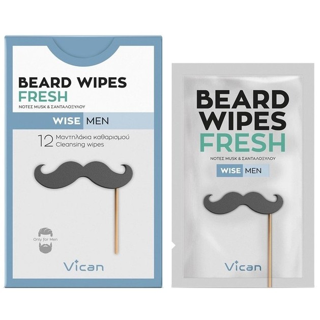 Vican Wise Men Beard Wipes Fresh 12τμχ Vican Wise Men Beard Wipes Fresh 12τμχ