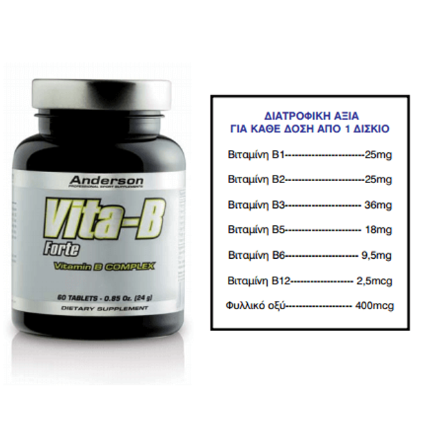 Anderson Vita-B Forte Vitamin B Complex Κανονική Λειτουργία Του Νευρικού Συστήματος 60tabs Anderson Vita-B Forte Vitamin B Complex Κανονική Λειτουργία Του Νευρικού Συστήματος 60tabs