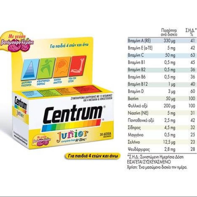 Centrum Junior A to Zinc 30Chew.Tabs Centrum Junior A to Zinc 30Chew.Tabs