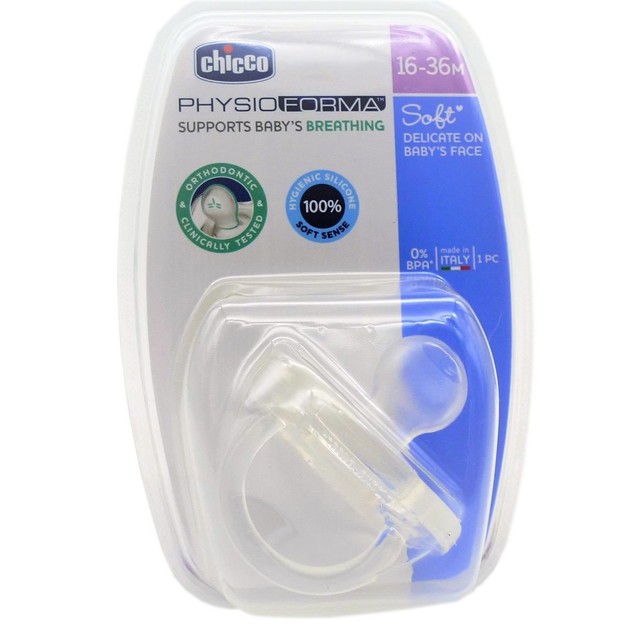 Chicco Πιπίλα Physio Soft Ολο Σιλικόνη Διάφανη 16-36M 1 Τεμάχιο Chicco Πιπίλα Physio Soft Ολο Σιλικόνη Διάφανη 16-36M 1 Τεμάχιο