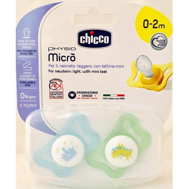 Chicco Physio Micro Πιπίλα Σιλικόνης 0-2 Μηνών 2τμχ Chicco Physio Micro Πιπίλα Σιλικόνης 0-2 Μηνών 2τμχ