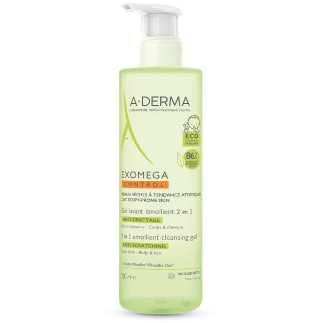 A-Derma Exomega Control 2 in 1 Anti-Scratching Emolient Cleansing Gel 500ml A-Derma Exomega Control 2 in 1 Anti-Scratching Emolient Cleansing Gel 500ml