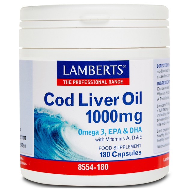 Lamberts Cod Liver Oil Συμπλήρωμα Διατροφής με Ωμέγα 3 Λιπαρά Οξέα 1000mg 180caps Lamberts Cod Liver Oil Συμπλήρωμα Διατροφής με Ωμέγα 3 Λιπαρά Οξέα 1000mg 180caps