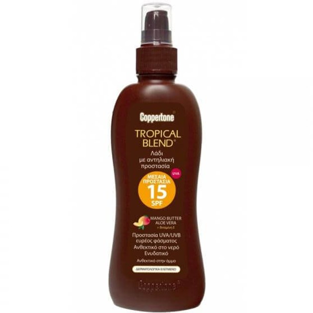 Coppertone Tanning Oil Spray Spf15 Αντηλιακό Λάδι Προσώπου Σώματος Mango Butter, Aloe Vera & Vitamin E 200ml Coppertone Tanning Oil Spray Spf15 Αντηλιακό Λάδι Προσώπου Σώματος Mango Butter, Aloe Vera & Vitamin E 200ml