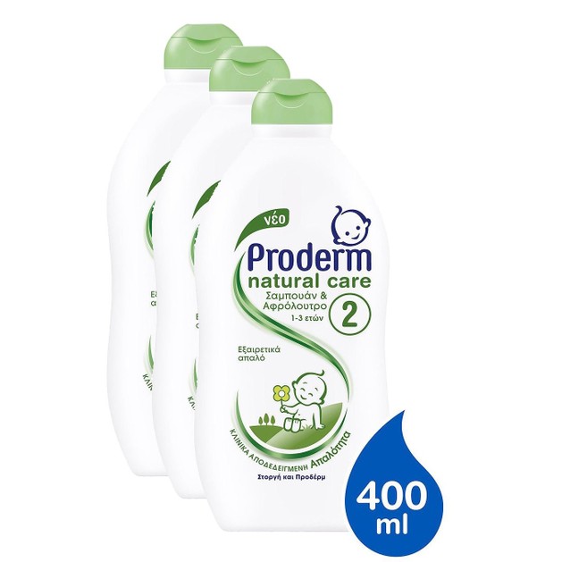 Proderm Πακέτο Προσφοράς Natural Care Σαμπουάν & Αφρόλουτρο Για Παιδιά 1-3 Ετών 3x400ml Proderm Πακέτο Προσφοράς Natural Care Σαμπουάν & Αφρόλουτρο Για Παιδιά 1-3 Ετών 3x400ml