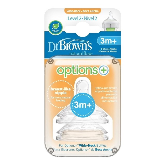 Dr. Brown\'s Natural Flow 3m+ Θηλή Σιλικόνης με Φαρδύ Λαιμό Επίπεδο 2, 2 Τεμάχια (372) Dr. Brown\'s Natural Flow 3m+ Θηλή Σιλικόνης με Φαρδύ Λαιμό Επίπεδο 2, 2 Τεμάχια (372)