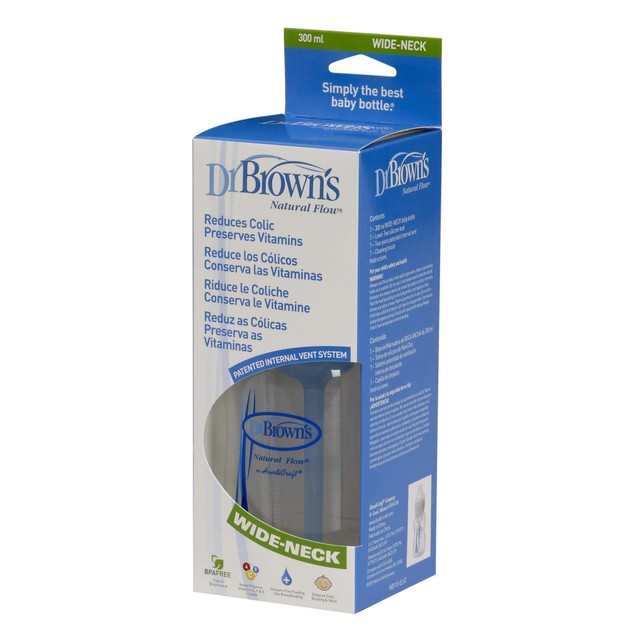 Dr. Brown\'s 110-WB Μπιμπερό Πλαστικό με φαρδύ λαιμό, 300ml, Θηλή Σιλικόνης 1 τεμάχιο Dr. Brown\'s 110-WB Μπιμπερό Πλαστικό με φαρδύ λαιμό, 300ml, Θηλή Σιλικόνης 1 τεμάχιο