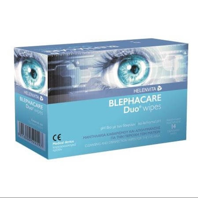 Helenvita Blephacare Duo Wipes Μαντηλάκια Καθαρισμού και Απολύμανσης για την Περιοχή των Ματιών 14τμχ Helenvita Blephacare Duo Wipes Μαντηλάκια Καθαρισμού και Απολύμανσης για την Περιοχή των Ματιών 14τμχ