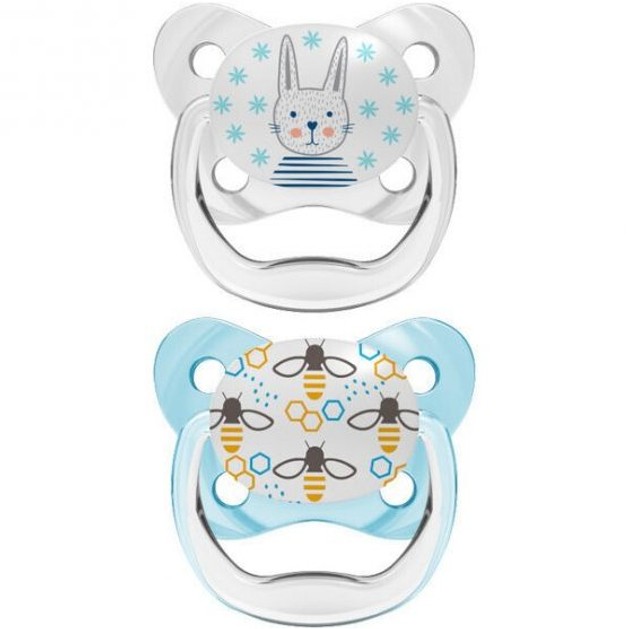 Dr. Brown\'s PreVent Orthodontic Silicone Soother 0-6m Κωδ PV12402, 2 Τεμάχια - Διάφανο / Γαλάζιο Dr. Brown\'s PreVent Orthodontic Silicone Soother 0-6m Κωδ PV12402, 2 Τεμάχια - Διάφανο / Γαλάζιο