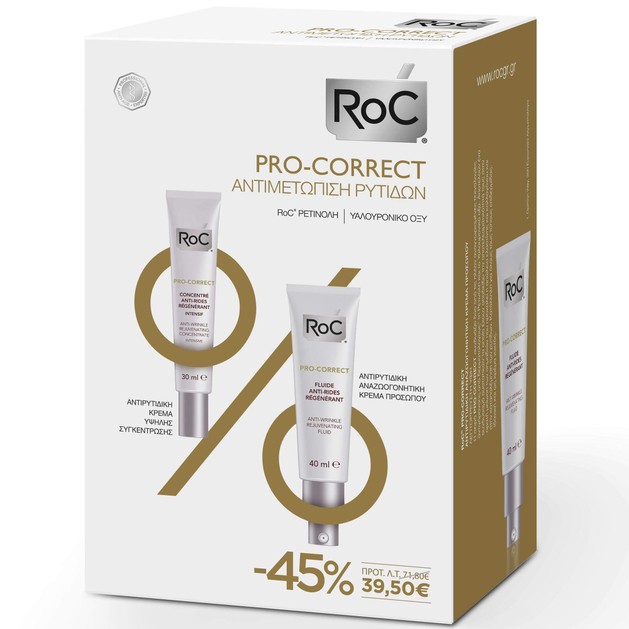 Roc Pro-Correct Αντιρυτιδική Κρέμα Προσώπου Λεπτόρρευστης Υφής 40ml & Αντιρυτιδική Κρέμα Εντατικής Φροντίδας 30ml Promo -45% Roc Pro-Correct Αντιρυτιδική Κρέμα Προσώπου Λεπτόρρευστης Υφής 40ml & Αντιρυτιδική Κρέμα Εντατικής Φροντίδας 30ml Promo -45%