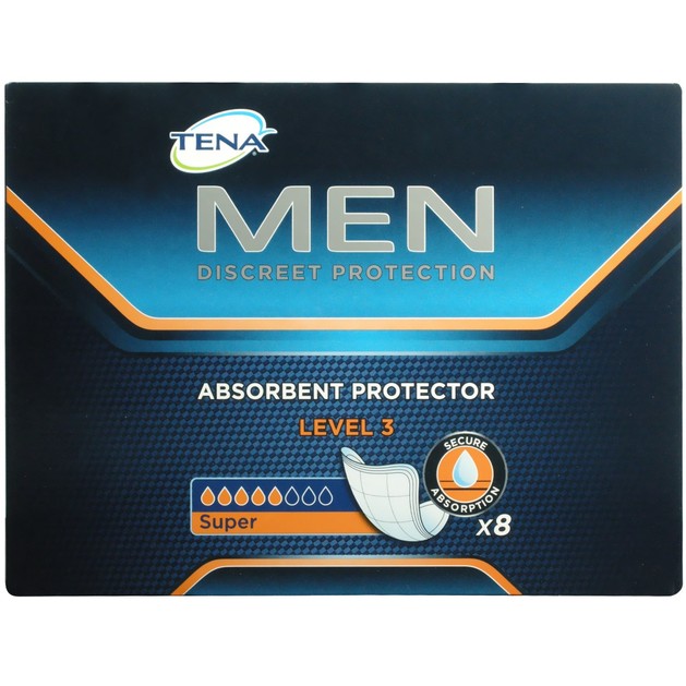 Tena Men Super Absorbent Protector Level 3 Προστασία για την Ανδρική Μέτριας Μορφής Ακράτεια 8 Τεμάχια Tena Men Super Absorbent Protector Level 3 Προστασία για την Ανδρική Μέτριας Μορφής Ακράτεια 8 Τεμάχια