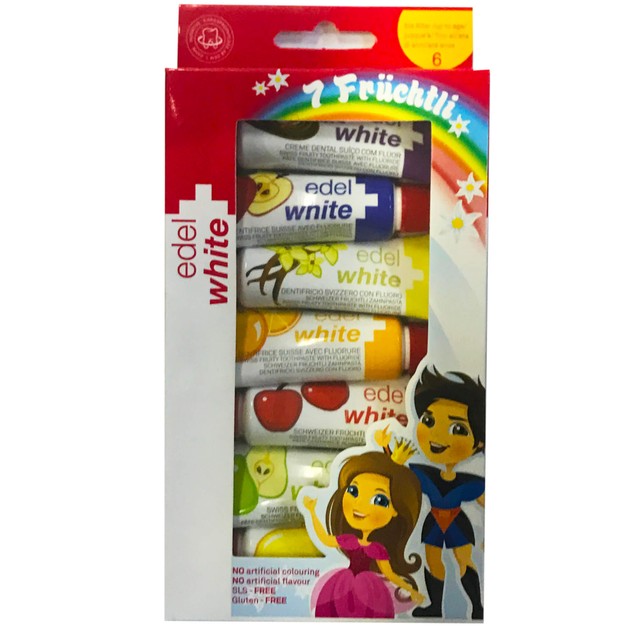Edel White Παιδική Οδοντόκρεμα με 7 Γεύσεις Φρούτων 7x9.4ml Edel White Παιδική Οδοντόκρεμα με 7 Γεύσεις Φρούτων 7x9.4ml