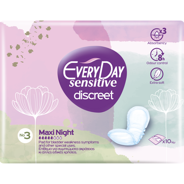Every Day Sensitive Discreet No3 Maxi Night 10 Τεμάχια Every Day Sensitive Discreet No3 Maxi Night 10 Τεμάχια