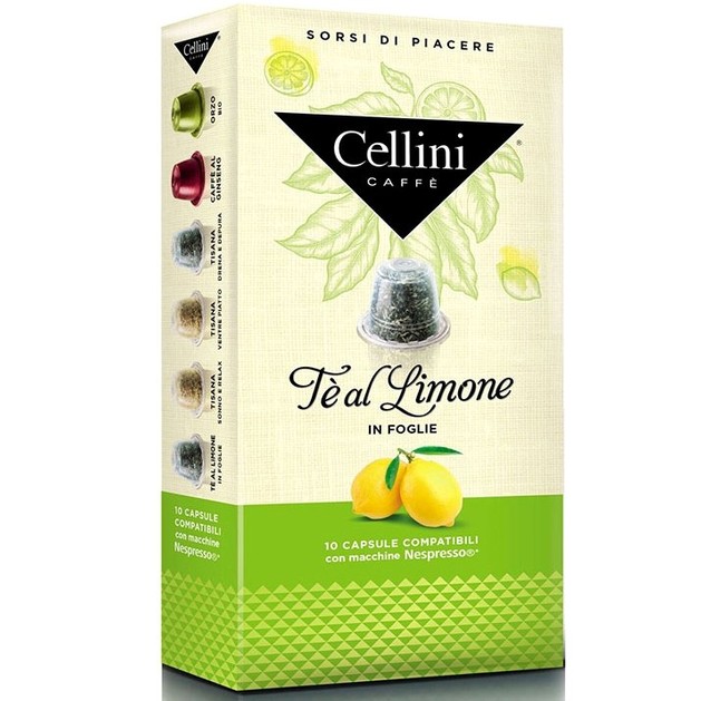 Cellini Caffe Te al Limone Αγνό Μαύρο Τσάι με Άρωμα Λεμονιού Συμβατές με Συσκευή Nespresso 10caps Cellini Caffe Te al Limone Αγνό Μαύρο Τσάι με Άρωμα Λεμονιού Συμβατές με Συσκευή Nespresso 10caps