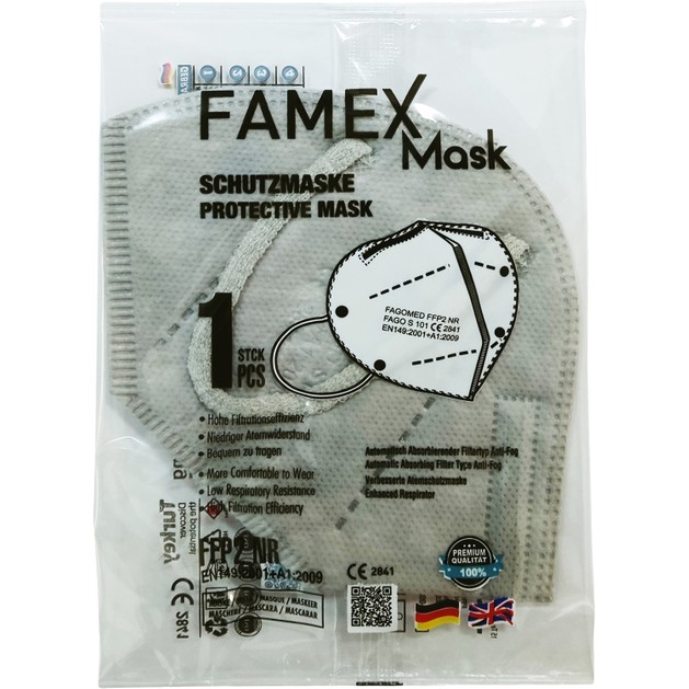 Famex Mask Μάσκα Προστασίας μιας Χρήσης FFP2 NR KN95 σε Γκρι Χρώμα 1 Τεμάχιο Famex Mask Μάσκα Προστασίας μιας Χρήσης FFP2 NR KN95 σε Γκρι Χρώμα 1 Τεμάχιο