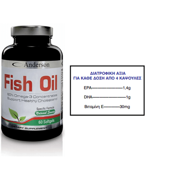 Anderson Fish Oil Omega Ιχθυέλαιο Είναι Πλούσιο Σε Λιπαρά Οξέα 60 Caps - 80,1g Anderson Fish Oil Omega Ιχθυέλαιο Είναι Πλούσιο Σε Λιπαρά Οξέα 60 Caps - 80,1g