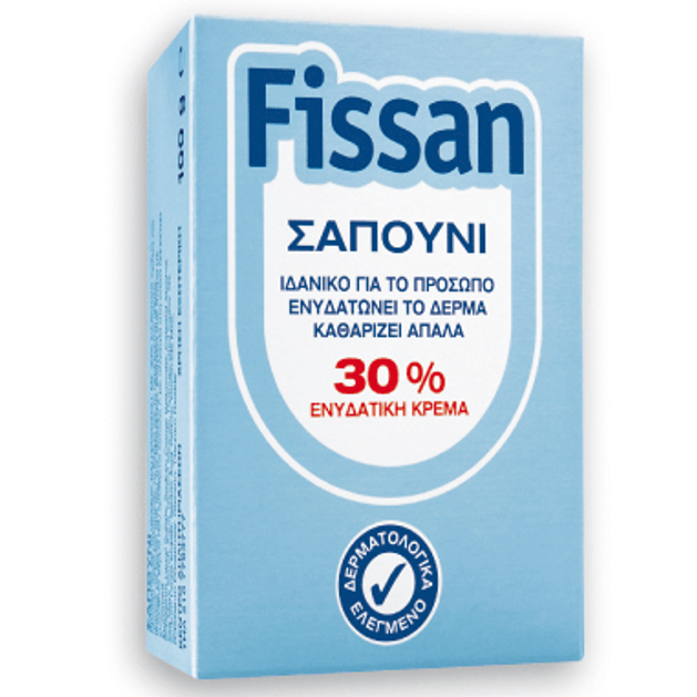 Fissan Σαπούνι με 30% Ενυδατική Κρέμα Ιδανικό για το Πρόσωπο, Ενυδατώνει το Δέρμα, Καθαρίζει Απαλά 100gr Fissan Σαπούνι με 30% Ενυδατική Κρέμα Ιδανικό για το Πρόσωπο, Ενυδατώνει το Δέρμα, Καθαρίζει Απαλά 100gr