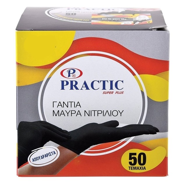 Practic Γάντια Εξεταστικά Μαύρα Νιτριλίου Χωρίς Πούδρα σε Πρακτική Συσκευασία 50 Τεμάχια Practic Γάντια Εξεταστικά Μαύρα Νιτριλίου Χωρίς Πούδρα σε Πρακτική Συσκευασία 50 Τεμάχια