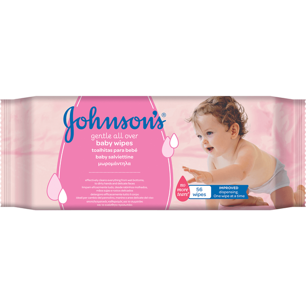Johnson\'s Baby Wipes Gentle All Over Μωρομάντηλα Κλινικά Αποδεδειγμένα Απαλά 56 Τεμάχια Johnson\'s Baby Wipes Gentle All Over Μωρομάντηλα Κλινικά Αποδεδειγμένα Απαλά 56 Τεμάχια